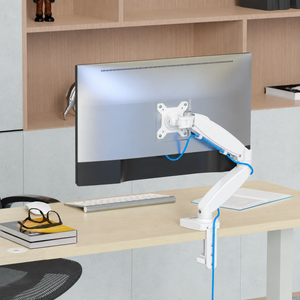 EXVEGA beyaz 15-32 inç LCD/LED monitör tutucu kol amortisörlü VESA standı, esnek pozisyon ayarıyla ekran desteği