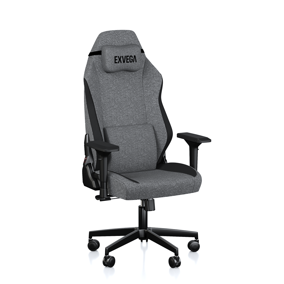 EXVEGA Pandora Graphite kumaş oyuncu koltuğu, ergonomik ve rahat oyun koltuğu, siyah ve gri renk seçenekleriyle.