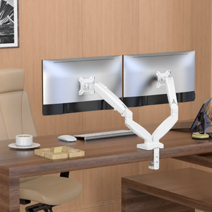 Beyaz EXVEGA 15-32 inç LCD/LED monitör tutucu kolu, ikili VESA standı, amortisörlü ve dayanıklı yapıda