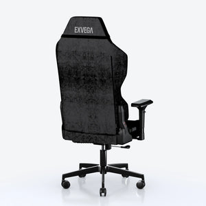 Siyah renkli EXVEGA Andromeda Premium kumaş oyuncu koltuğu, detaylı yapısı ve ergonomik tasarımıyla görüntüleniyor.