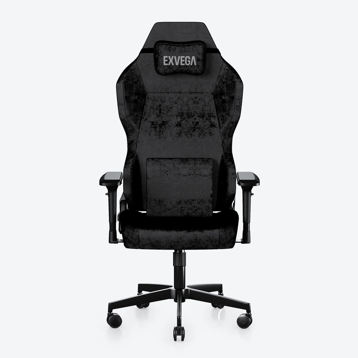 EXVEGA Andromeda Premium kumaş oyuncu koltuğu, siyah renkli, ergonomik tasarımla rahat oturma imkanı sunar.
