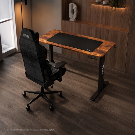 Andromeda Premium Siyah Koltuk + Orbit Walnut Masa + XXL Siyah Mousepad
