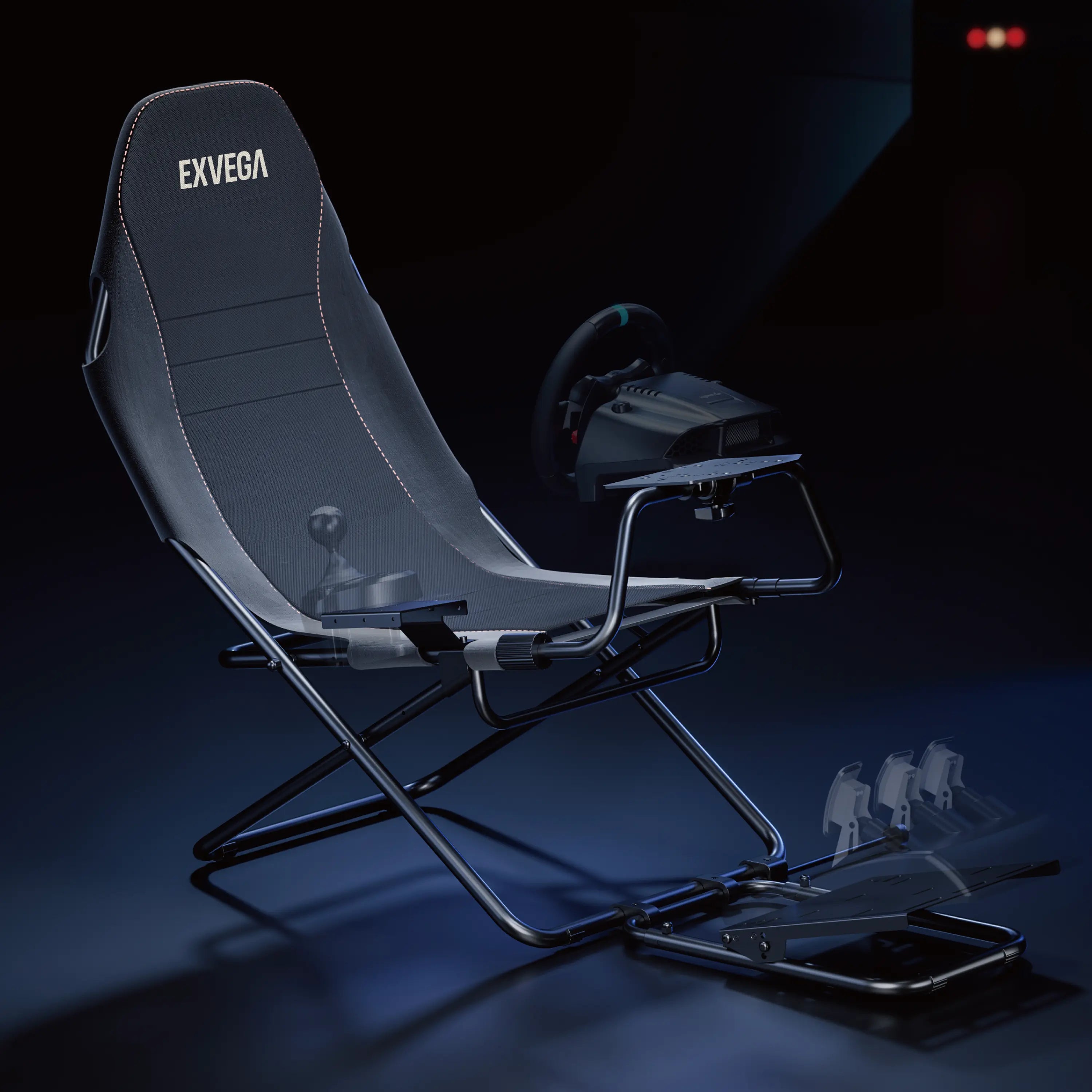 EXVEGA Katlanabilir Koltuklu Sim Racing Yarış Simülatörü Kokpiti SR04