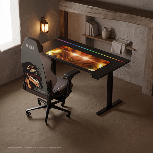 Pandora Pro Attack on Titan Koltuk + Nexus Pro Masa + XXL AoT Armored Mousepad | Profesyonel Set