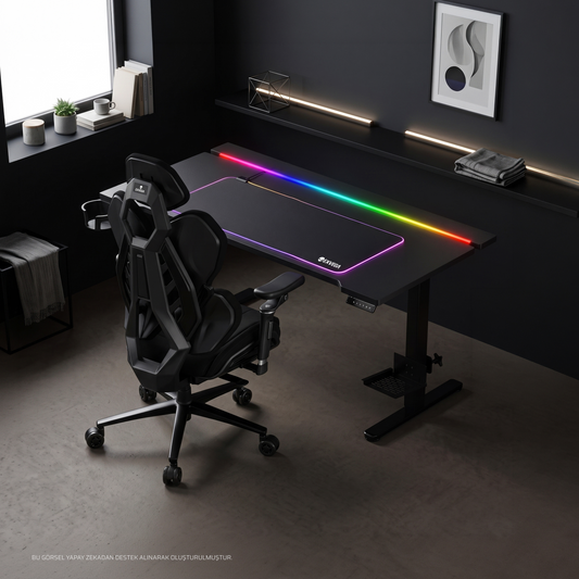Sirius Siyah Koltuk + Nexus Pro Masa + XXL RGB Mousepad | Profesyonel Set