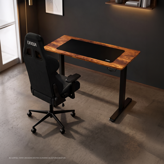 Vesta Siyah Koltuk + Orbit Walnut Masa + XXL Siyah Mousepad