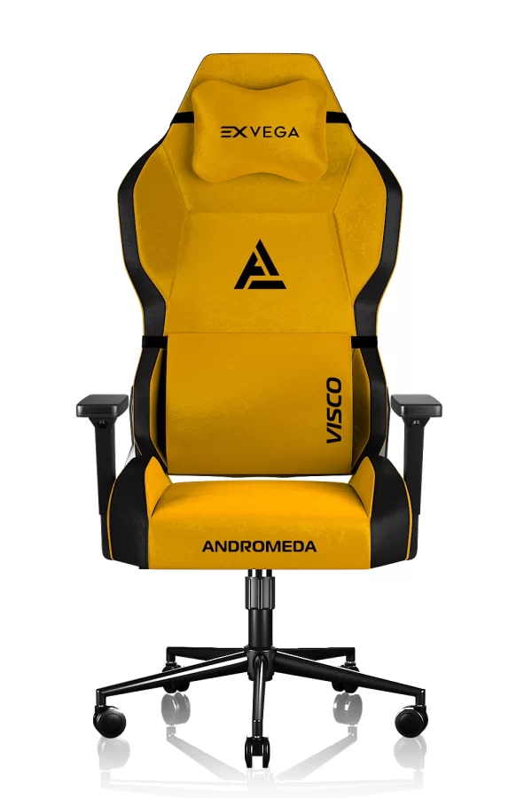 EXVEGA Andromeda 2024 Premium Kumaş Masajlı Profesyonel Oyuncu Koltuğu Sarı